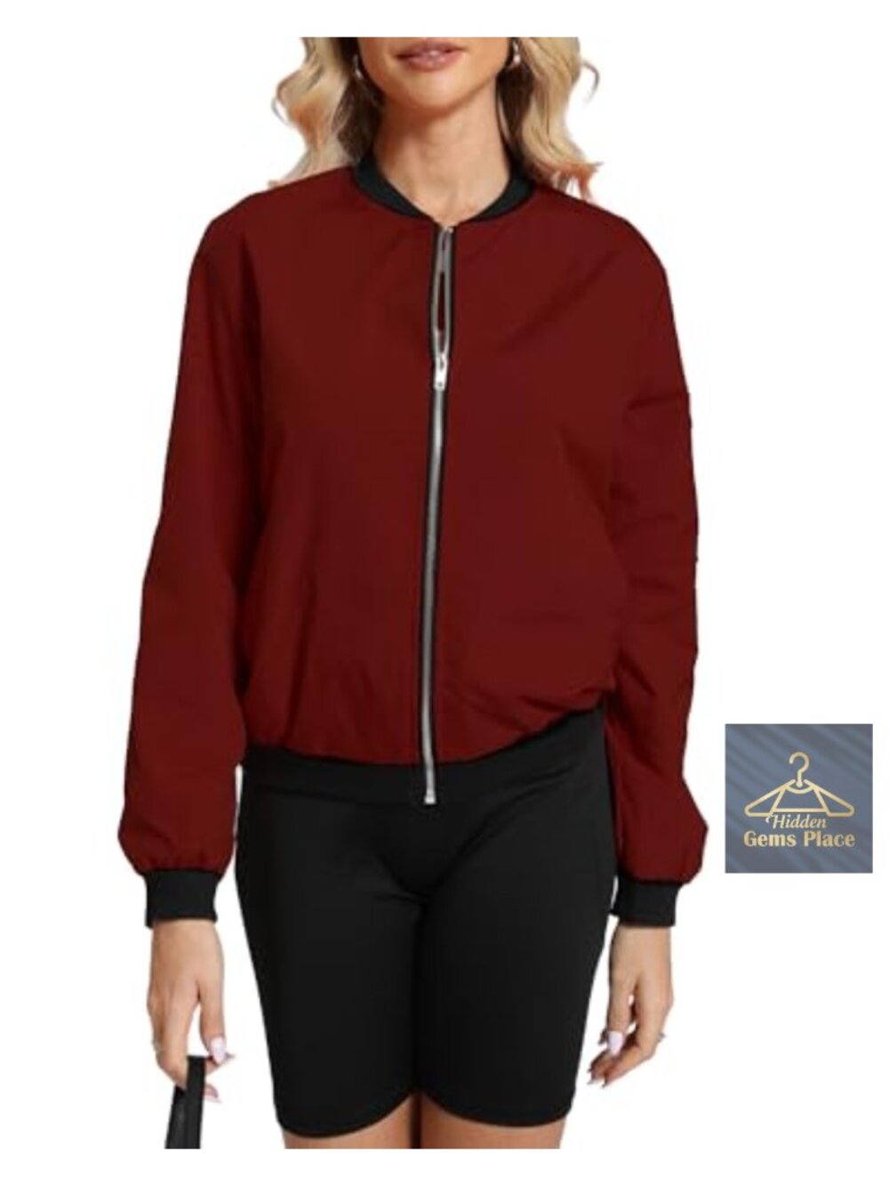 Women's Lightweight Water Resistant Windbreaker Bomber Jacket Casual Zip Up